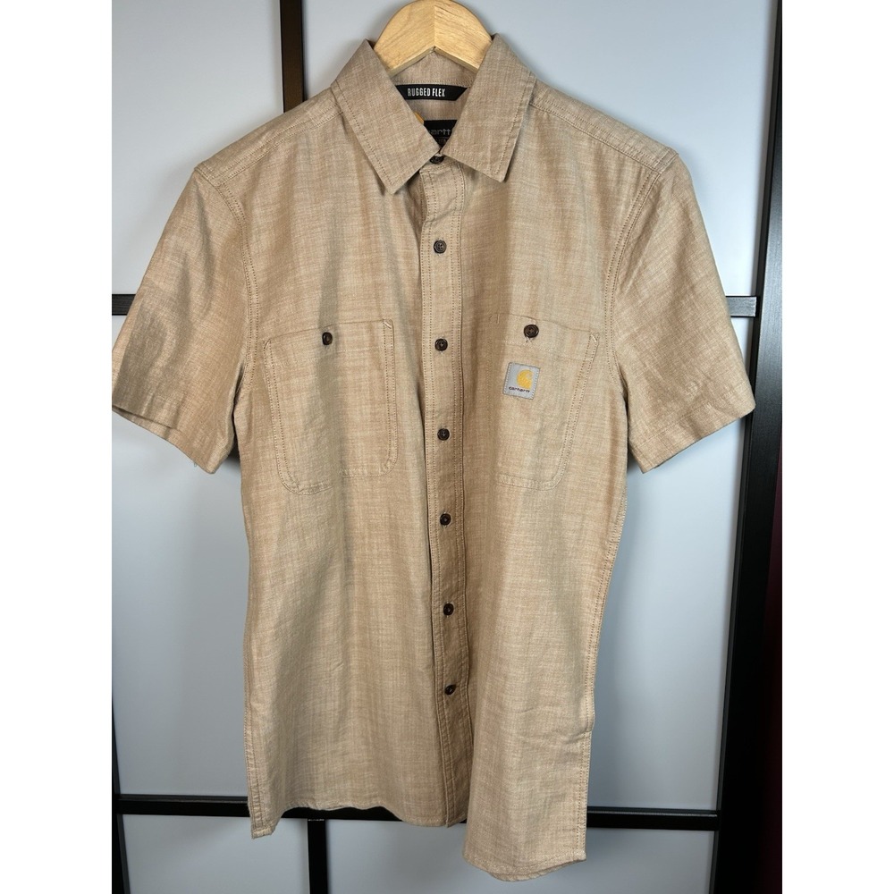 Carhartt Rugged Flex Relaxed Fit Button Up Front Shirt Short Sleeve Plaid Small